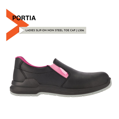 PORTIA LS06 Ladies Slip-on Non Steel Cap Safety Shoe PU/PU SRC
